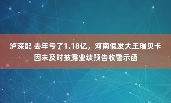 泸深配 去年亏了1.18亿，河南假发大王瑞贝卡因未及时披露业绩预告收警示函