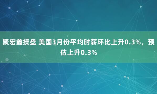 聚宏鑫操盘 美国3月份平均时薪环比上升0.3%，预估上升0.3%
