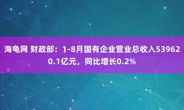 海龟网 财政部:1-8月国有企业营业总收入539620.1亿元,同比增长0.2%